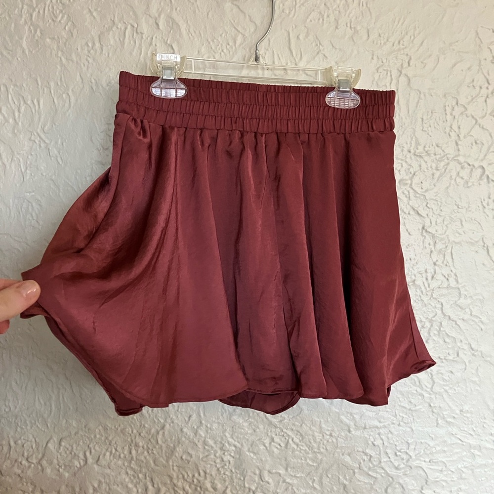 Silky Burgundy Shorts - Boutique